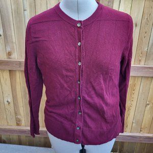 EDDIE BAUER women's maroon button front cardigan MEDIUM